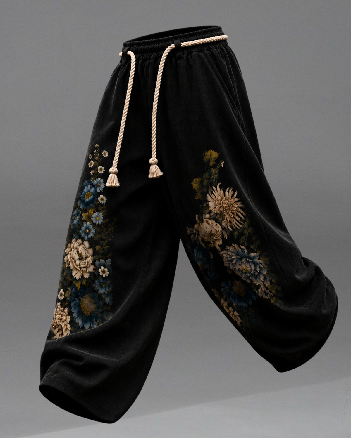 Midnight Bloom Wide-Leg Joggers