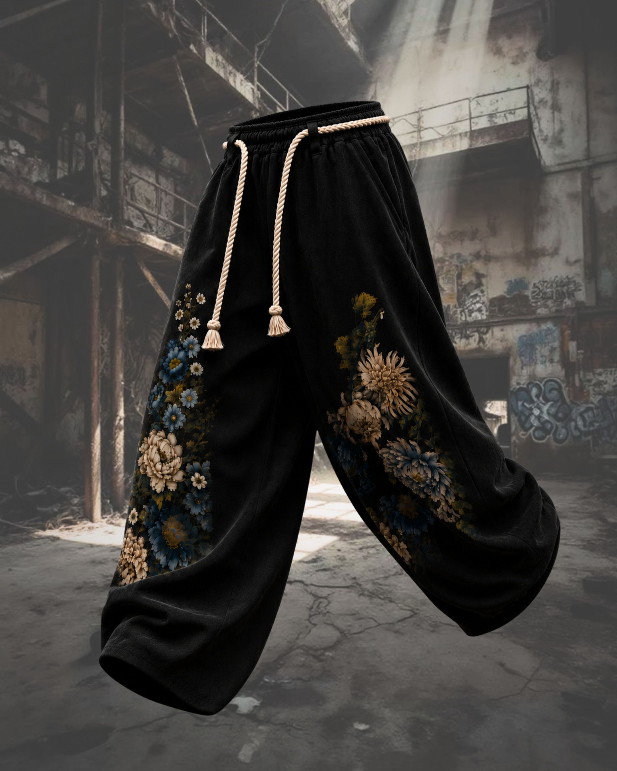 Midnight Bloom Wide-Leg Joggers