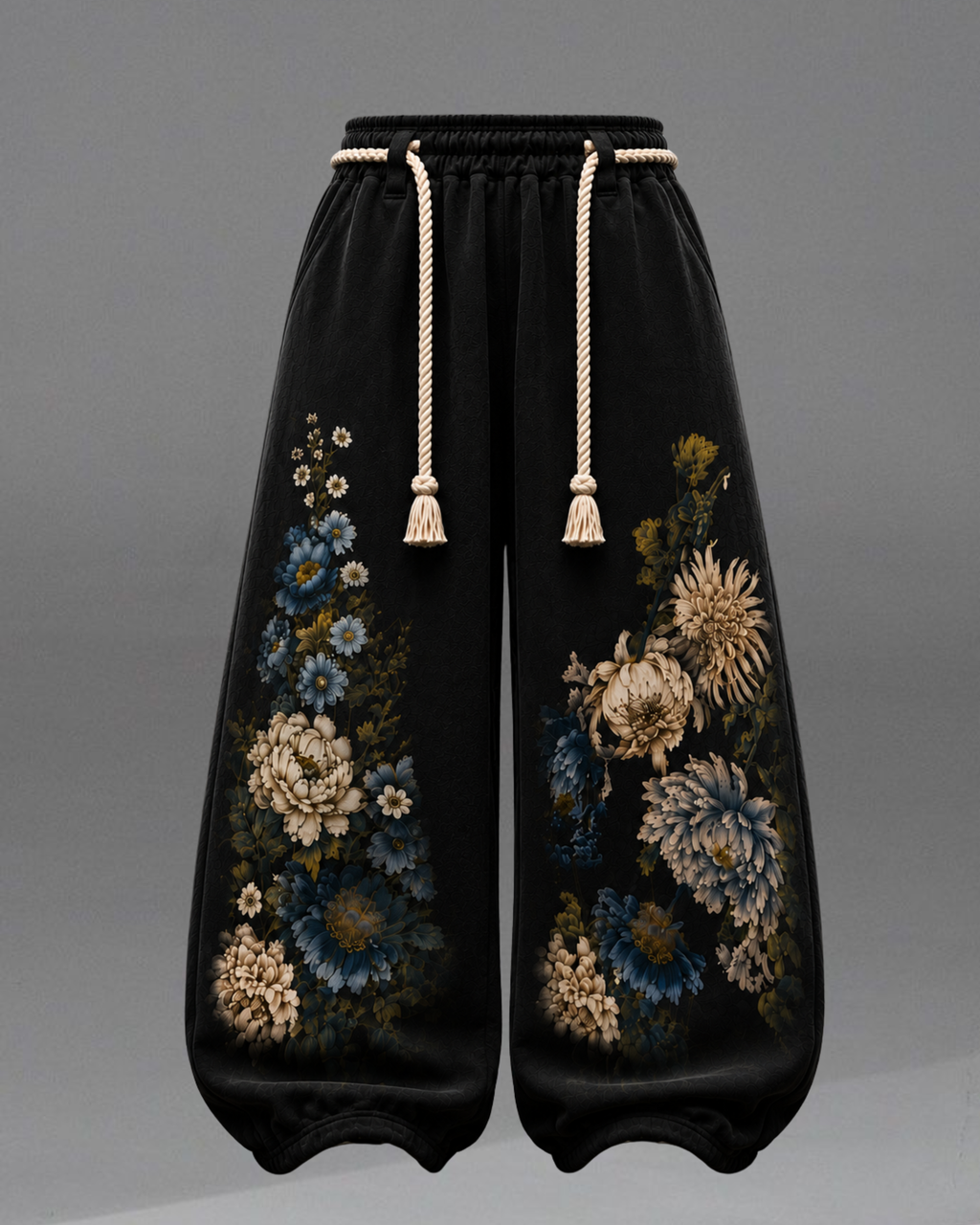 Midnight Bloom Wide-Leg Joggers