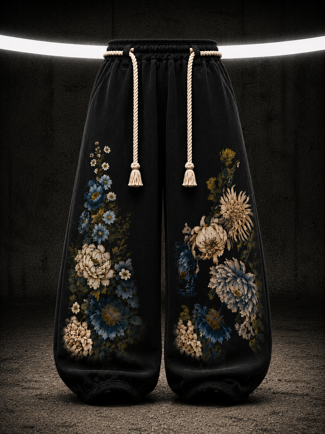 Midnight Bloom Wide-Leg Joggers