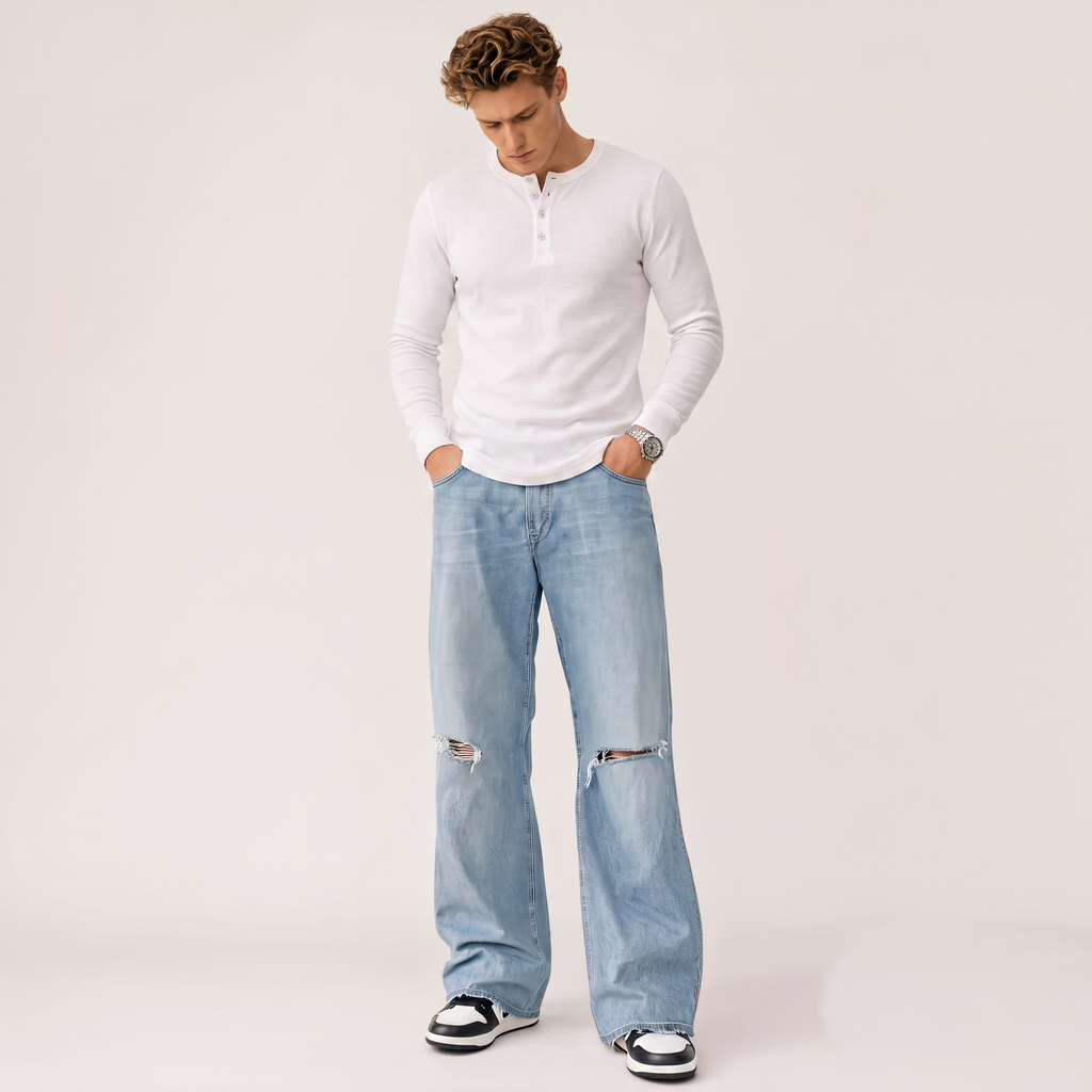 White Henley Tee
