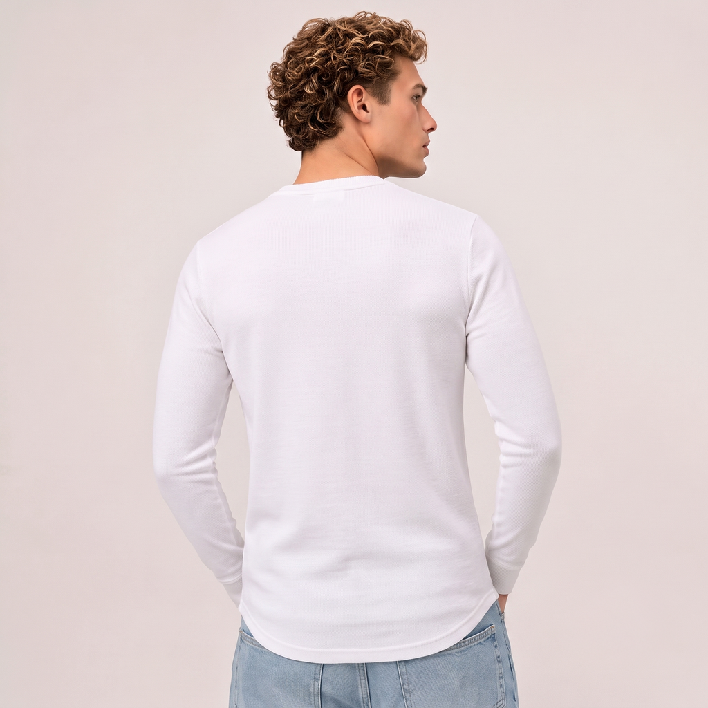 White Henley Tee