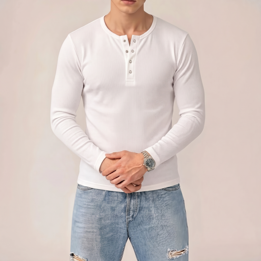 White Henley Tee